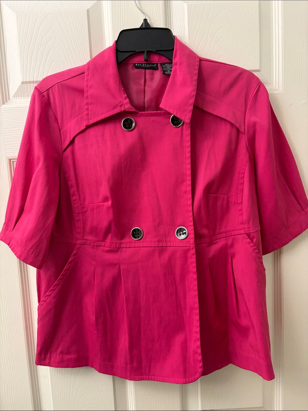 Bay Studio Hot Pink Short-Sleeve Double-Breasted Trench Jacket